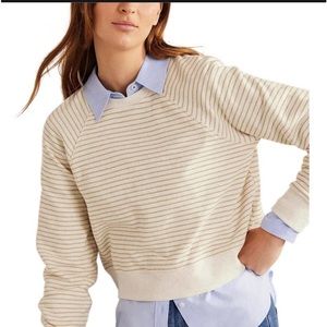 Boden Metallic Stripe Crop Sweatshirt